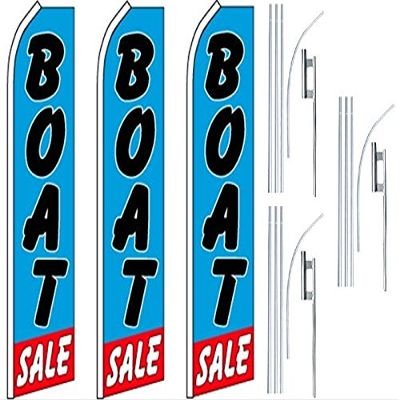 3 Swooper Flutter Feather Flags plus 3 Poles & Ground Spikes BOAT SALE Blue Black Red