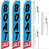 3 Swooper Flutter Feather Flags plus 3 Poles & Ground Spikes BOAT SALE Blue Black Red view 1