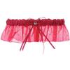 DivaDesigns Satin and Chiffon Ruffle Garter with Heart Shaped Crystal and Scattered Crystals Fuchsia view 1