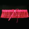 DivaDesigns Satin and Chiffon Ruffle Garter with Heart Shaped Crystal and Scattered Crystals Fuchsia view 3