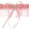 DivaDesigns Satin and Chiffon Ruffle Garter with Faux Pearls Pink view 2