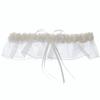 DivaDesigns Satin and Chiffon Ruffle Garter with Faux Pearls White view 1