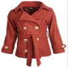 Shampoo Little Girls Wool Military Dressy Classic Winter Pea Coat with Belt - Tango Red (Size 4T) view 1