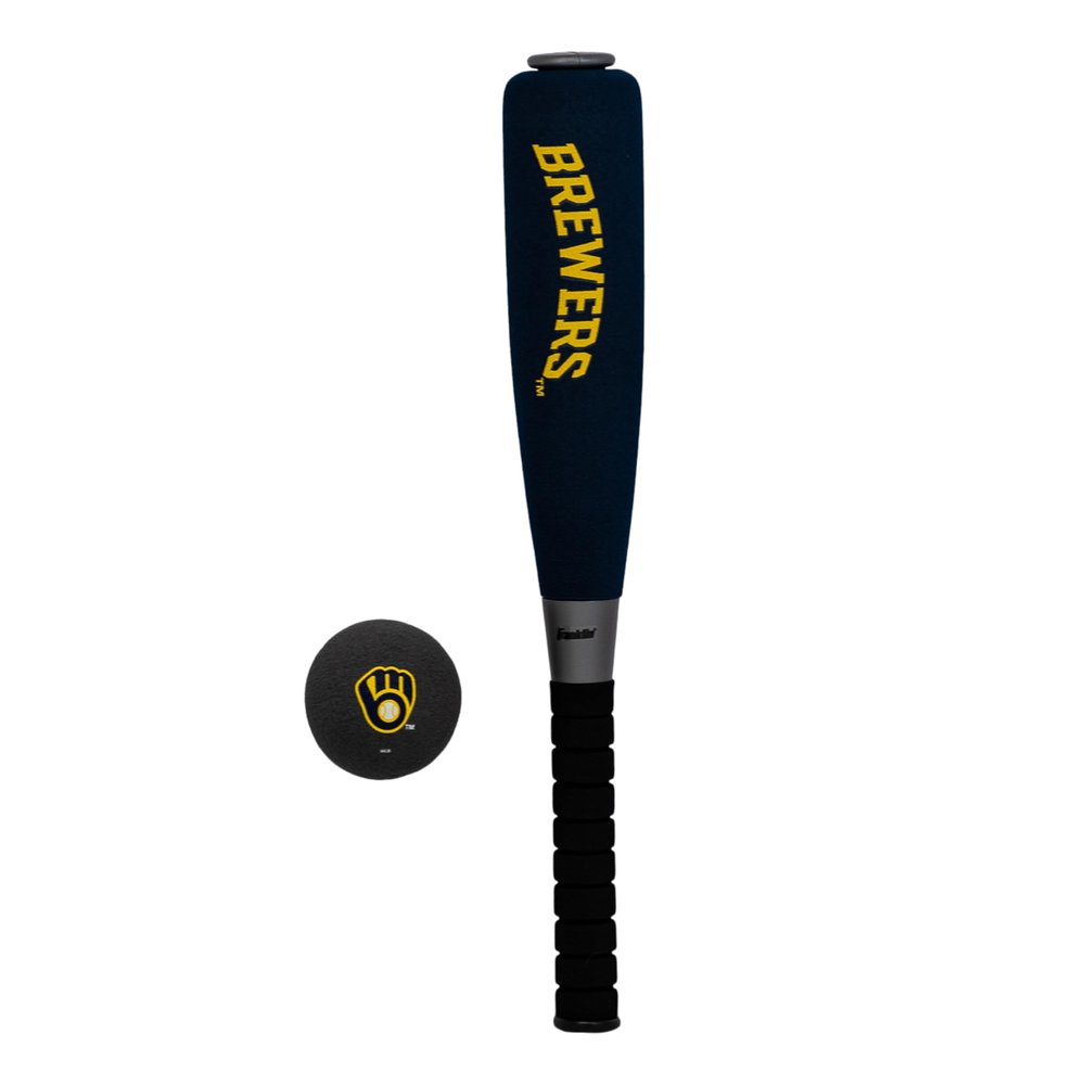 Franklin Sports Milwaukee Brewers Foam Bat & Ball Set - 21" Soft Jumbo Team Baseball Bat and Ball Team Logo - MLB Official Licensed Product