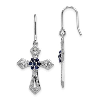 925 Sterling Silver Diamond Accent Cross Earrings