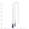 925 Sterling Silver Purple CZ Teardrop Threader Earrings view 2