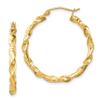 925 Sterling Silver Gold Plated 30mm Diamond-cut Twisted Hoop Earrings view 1