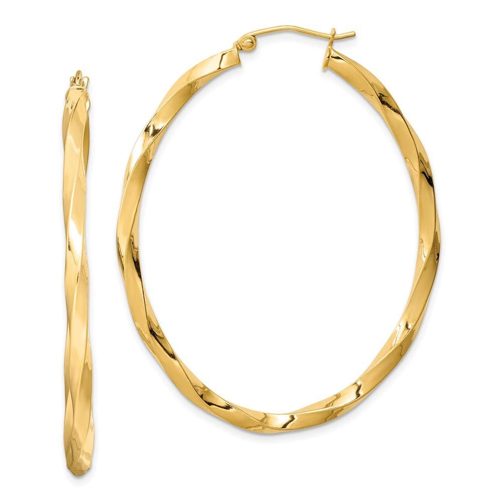 925 Sterling Silver Gold Plated Twisted Oval Hoop Earrings