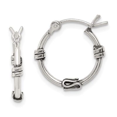 925 Sterling Silver Fancy Hoop Earrings