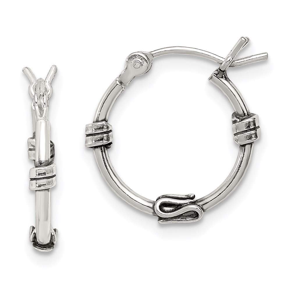 925 Sterling Silver Fancy Hoop Earrings