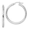 925 Sterling Silver Rhodium-plated 3mm Diamond-cut Hoop Earrings view 1