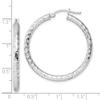 925 Sterling Silver Rhodium-plated 3mm Diamond-cut Hoop Earrings view 2