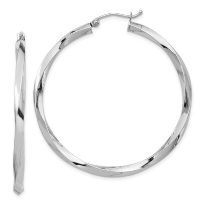 925 Sterling Silver Rhodium-plated 3mm Twisted Hoop Earrings