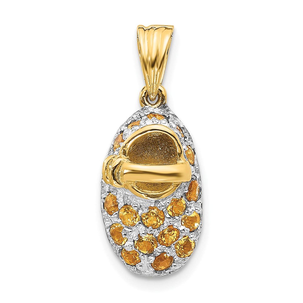 14k Yellow Gold & Rhodium Prong-Set November/Citrine Baby Shoe Charm