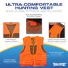 TrailCrest by Treel Kid's Upland Deluxe Blaze Orange Safety Front Loader High Visibility Vest, XL view 2