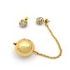 12mm Encrusted Ball Stud Earrings with Polished Ball Drop Chain Accent, Gold-Tone view 1