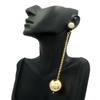12mm Encrusted Ball Stud Earrings with Polished Ball Drop Chain Accent, Gold-Tone view 3