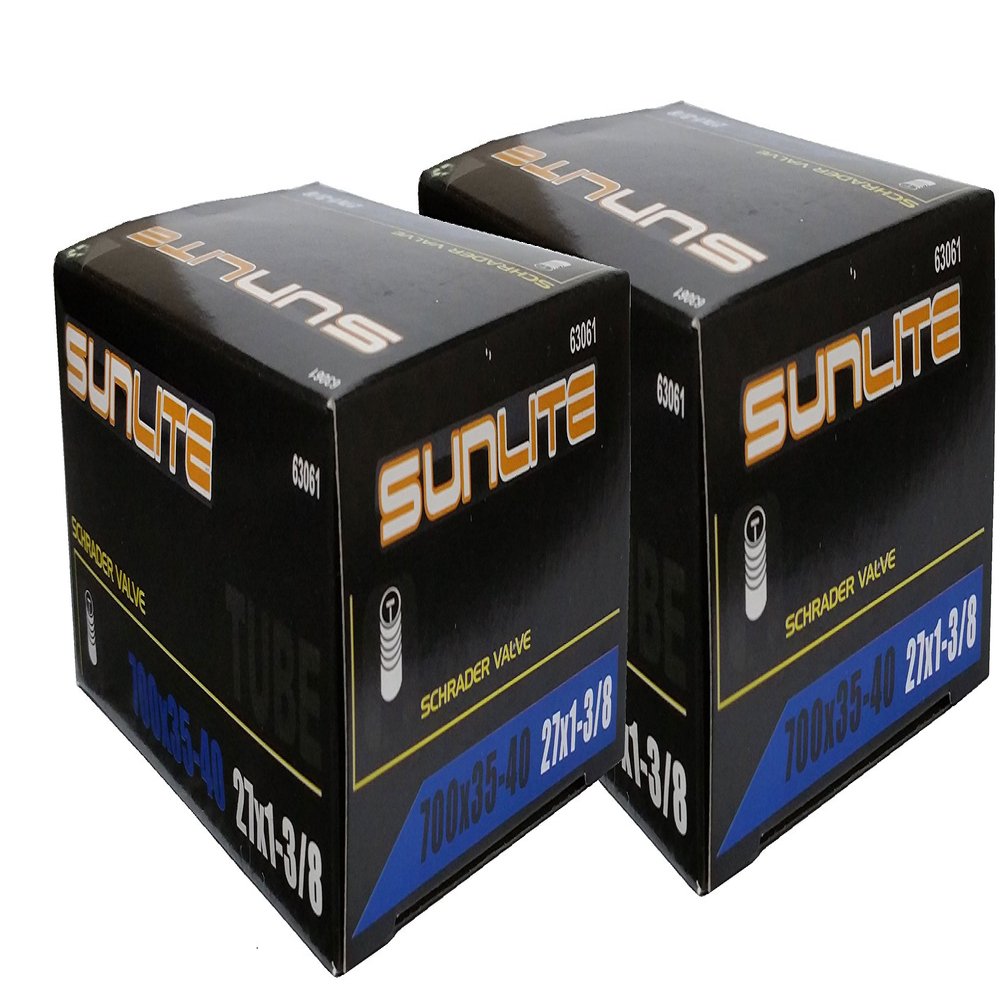2 Pack Inner Tubes, 700 x 35-40 (27 x 1-3/8) Schrader Valve 32mm, Sunlite