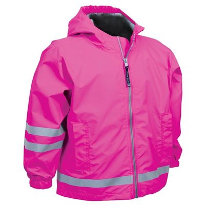 Charles River Apparel Kids' Little Toddler, Children, Youth New Englander Rain Jacket, hot Pink/Reflective, 7