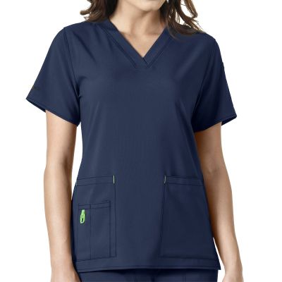 Carhartt Scrubs C12110 Women's Force Cross-Flex Modern Fit V-Neck Top - 3X-Large Regular - Navy