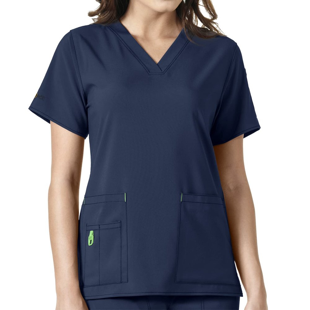 Carhartt Scrubs C12110 Women's Force Cross-Flex Modern Fit V-Neck Top - 3X-Large Regular - Navy