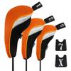 Andux 6pcs/Set Golf Club Head Covers Woods Driver Fairway Hybrid Set (3 Hybrids + 3 Woods) Black/Orange view 2