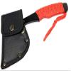 9" Full Tang Hunting Axe Stainless Steel Blade Red Nylon Handle with Sheath view 2