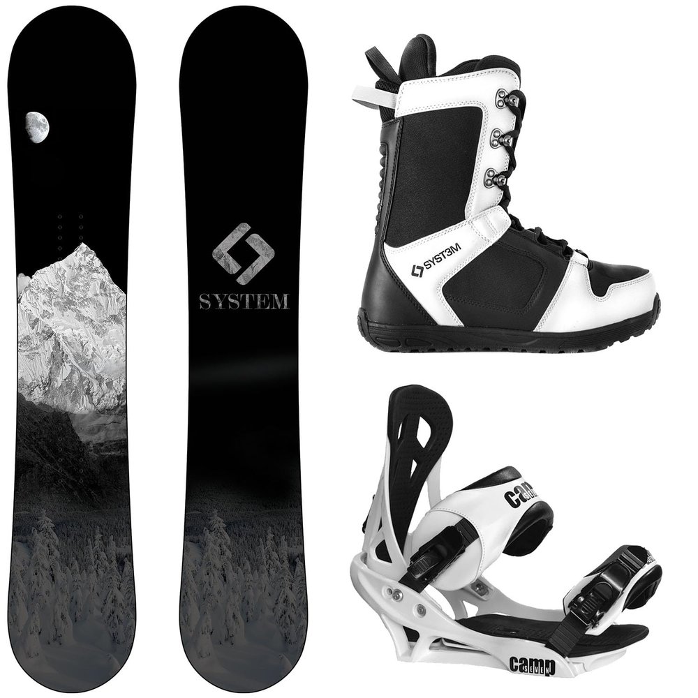 System MTN and Summit Complete Mens Snowboard Package (158 cm Wide, Boot Size 12)