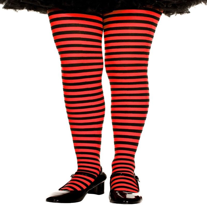 Music Legs Girls Stripes Tights Black/Red