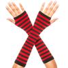 Music Legs Stripe Fingerless Gloves. Black/Red view 1