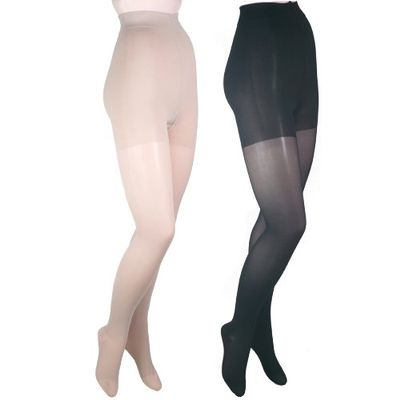 ITA-MED Sheer Pantyhose Compression, Black/Nude, Tall, 2 Count