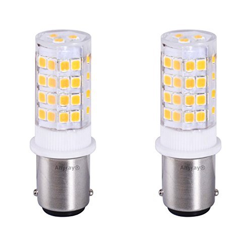 Anyray 2-Pack BA15D Base Dual Contacts LED SMD Marine Boat Bulb Replacement for 1076 1130 1176 1142 Warm White 12-24V DC Light