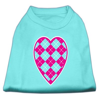Argyle Heart Pink Design Print Dog Shirt Aqua XXXL (20)