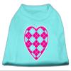 Argyle Heart Pink Design Print Dog Shirt Aqua XXXL (20) view 1