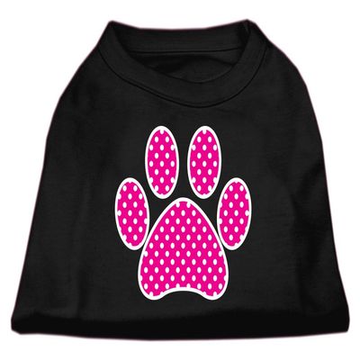 Pink Swiss Dot Paw Design Print Dog Shirt Black XXL (18)