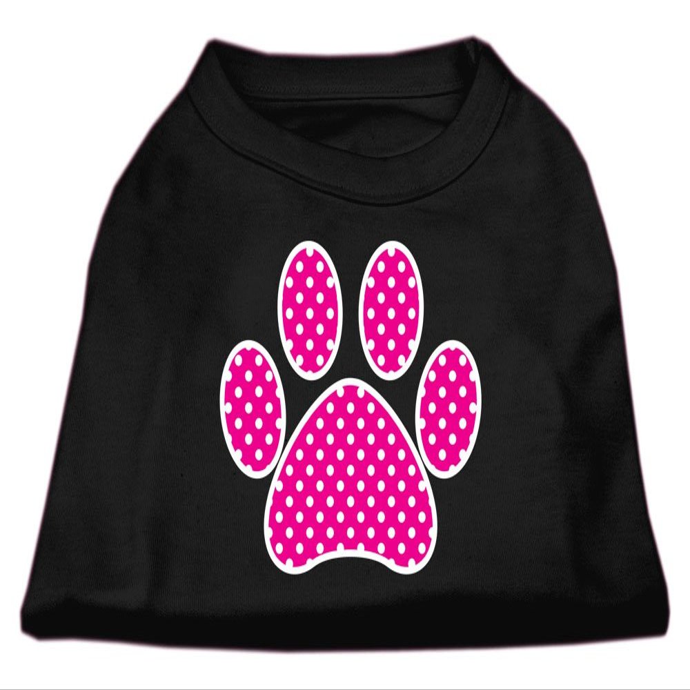 Pink Swiss Dot Paw Design Print Dog Shirt Black XXL (18)