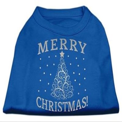 Shimmer Christmas Tree Dog Shirt Blue Lg (14)