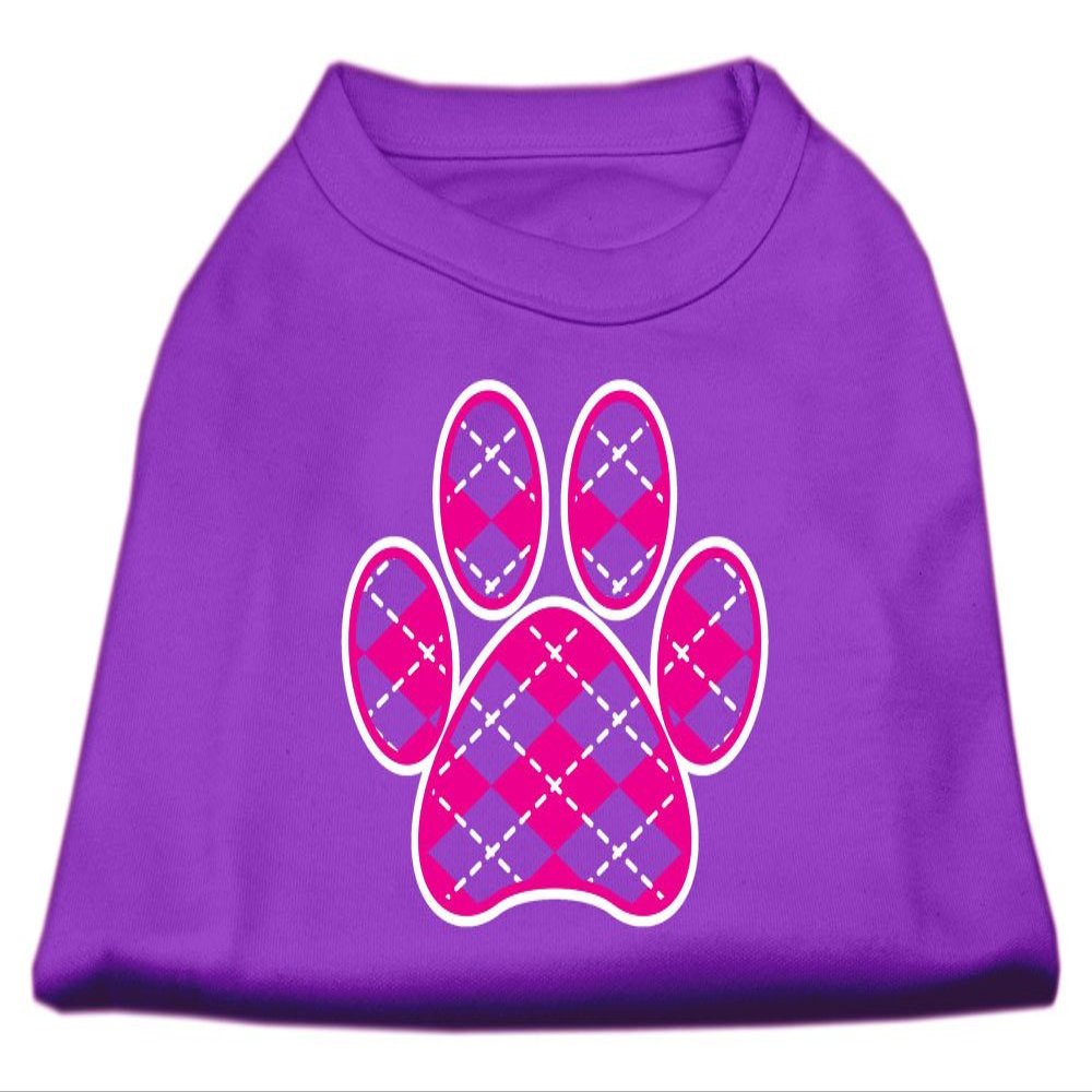 Argyle Paw Pink Design Print Dog Shirt Purple Med (12)