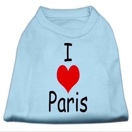 I Love Paris Design Print Dog Shirt Baby Blue XS (8)
