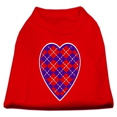 Argyle Heart Purple Design Print Dog Shirt Red Med (12)