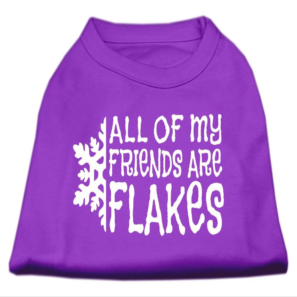 All my friends are Flakes Design Print Dog Shirt Purple XS (8)