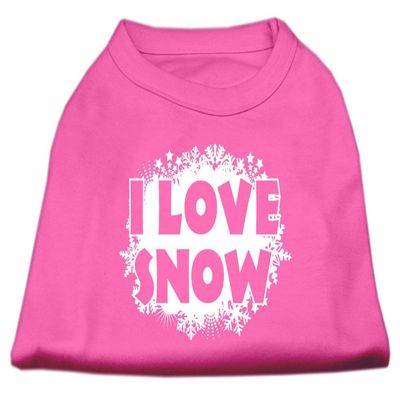 Mirage - I Love Snow Screenprint Shirts Bright Pink M (12) "Product Category: Dog Shirts/Screen Print Shirts - I Love Snow Screenprint Shirts"