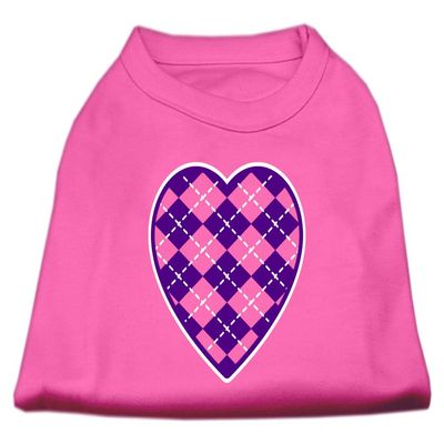 Argyle Heart Purple Design Print Dog Shirt Bright Pink XL (16)