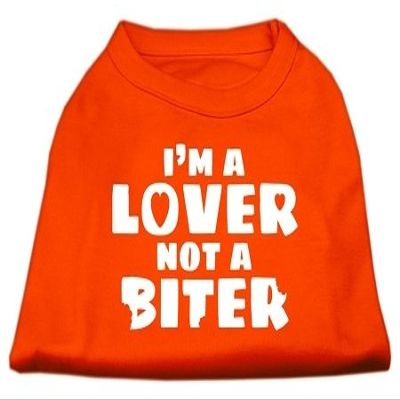 Mirage - I'm A Lover Not A Biter Screen Printed Dog Shirt Orange Xs (8) "Product Category: Dog Shirts/Screen Print Shirts - I'm A Lover Not A Biter Screen Printed Dog Shirt"