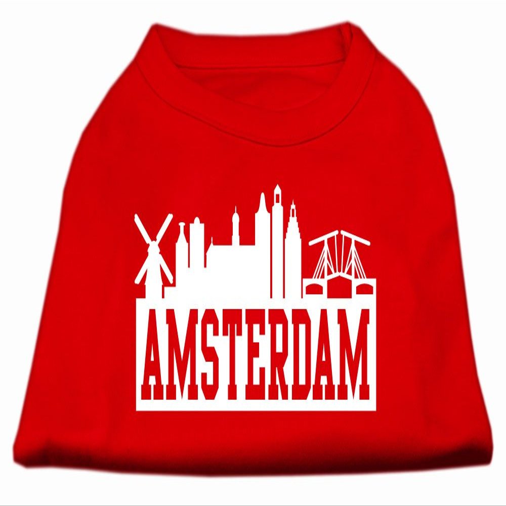Amsterdam Skyline Design Print Dog Shirt Red XS (8)