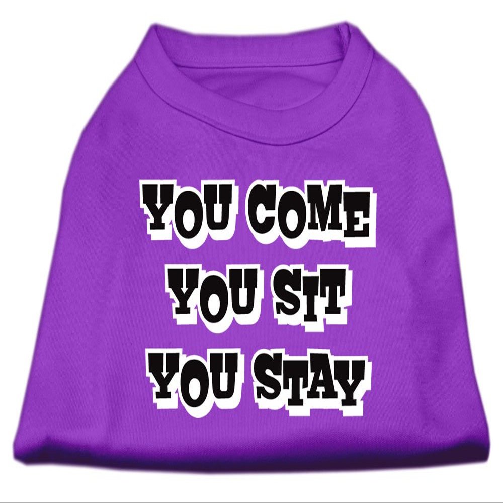 You Come, You Sit, You Stay Design Print Dog Shirt Purple XL (16)