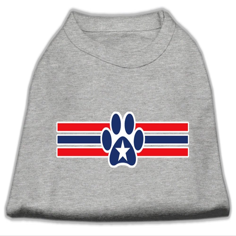 Patriotic Star Paw Design Print Dog Shirt Grey XS (8)