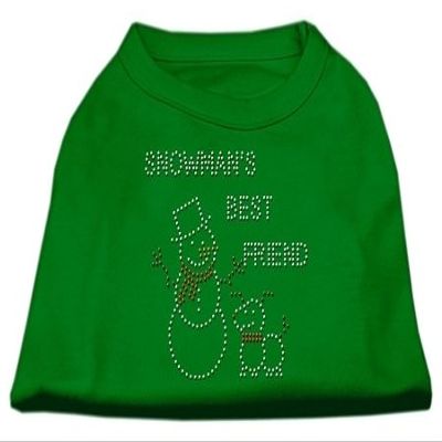 Mirage - Snowman's Best Friend Rhinestone Shirt Emerald Green Xl (16) "Product Category: Holiday Pet Products/Christmas And Hannukah - Holiday Shirts - Snowman's Best Friend Rhinestone Shirt"