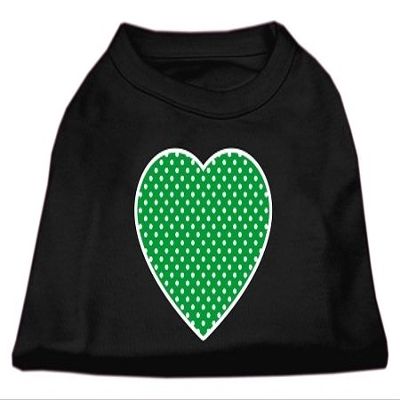 Mirage Pet Products Green Swiss Dot Heart Screen Print Shirt Black XL (16)