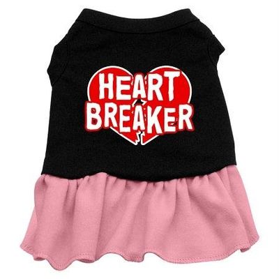 Heart Breaker Design Print Dog Dresses Black with Pink XL (16)
